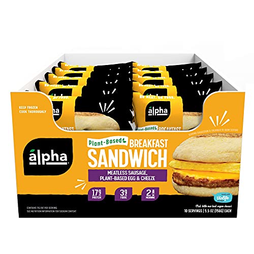 Alpha Food Vegan Sausage Breakfast Sandwich | 5.5oz (Pack of 10) | 100% Plant-Based Protein | Non Dairy | Meatless - Thumbnail 3
