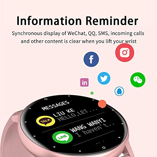 Megir Pink Bluetooth Full Touchscreen Sport Smartwatch For Women Ip67 Water Resistant Smart Watches With Stopwatch And Alarm Clock (Bdzl2Pk) #TOP4