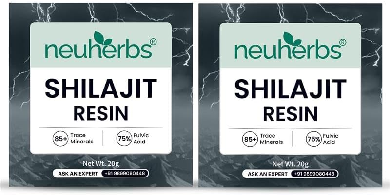 Neuherbs Pure & Original 100% Ayurvedic Himalayan Shilajit/Shilajeet Resin 20g (Pack of 2) With 75% Fulvic Acid - For Endurance, Stamina and strength | Lab Tested