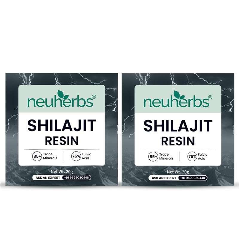 Neuherbs Shilajit - 20g | Pure Himalayan Shilajeet Supplement For Men & Women With 75% Fulvic Acid | Boost Energy, Stamina & Strength | Lab Tested For Heavy Metal | (Pack of 2)