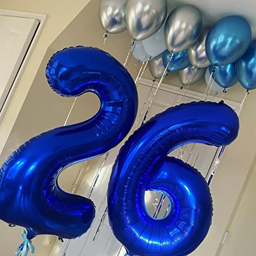 Image of 40 Inch Navy Blue 25 Number Balloons Giant Jumbo Huge 25 or 52 Foil Mylar Helium Number Digital Balloons Dark Blue Birthday Mylar Digital Balloons 25 Birthday Party 25th Anniversary Events Party