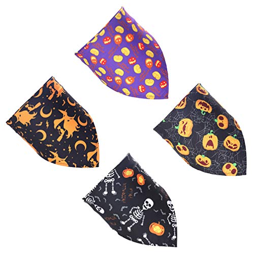 VILLCASE 4 PeÃ§as de Bandanas de Cachorro de Halloween Cachecol TriÃ¢ngulo de Cachecol de Halloween