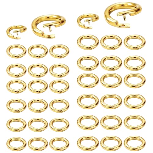 Lanjiesh 40PCs Gold Jump Rings for Jewelry Making 18 Gold Plated Split Open End Jump Rings 7.5mm & 5.5 mm Jewelry Finding & Supplies for Earrings Bracelets Necklaces DIY Crafts