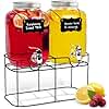 HEFTMAN Glass Drink Dispenser with Tap - 2 x 4 Litre Mason Jar Drink Dispenser with Leakproof Tap & Metal Wire Stand - Drinks Dispenser, Cocktails, Empty Beverage Dispenser
