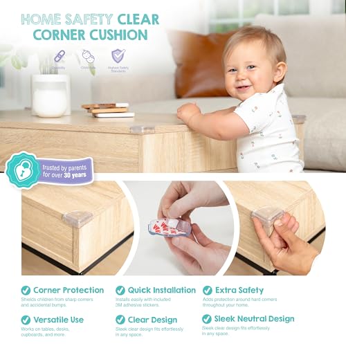 Image of Regalo 4 Pack Safety Corner & Edge Protectors for Baby Proofing, Clear Furniture Corner Guards, Clear