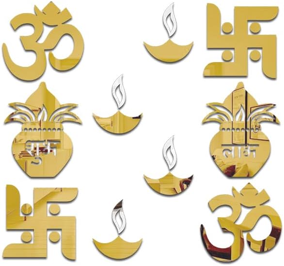 Bikri Kendra - Kalash Combo 3D Acrylic Mirror Wall Sticker Mirror Stickers, S...