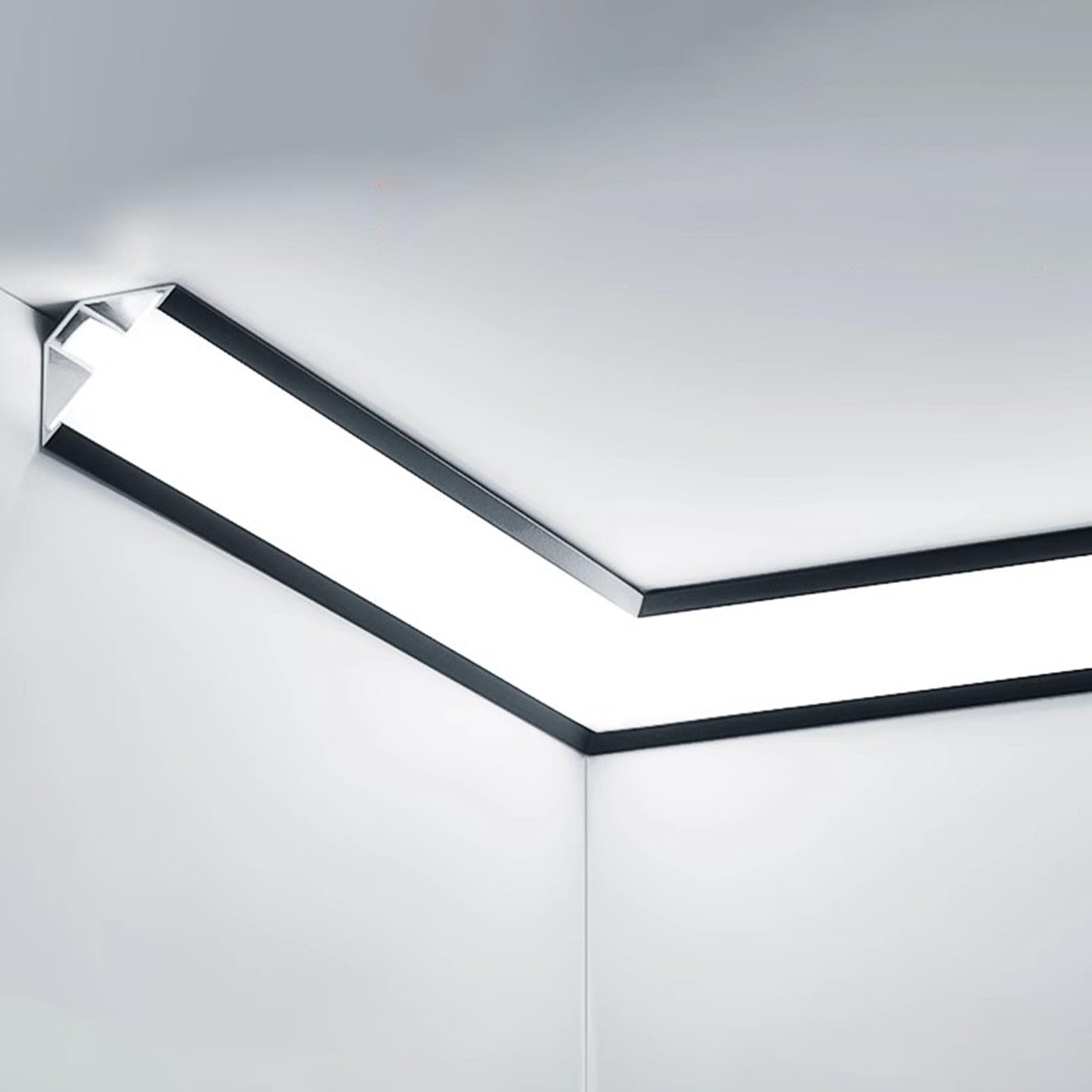 Vibeo LED Track Ceiling Crown Molding Lighting, Linear Crown Molding Trim Lights for Indirect Lighting, Top Corner Aluminum Cove Molding LED with Acrylic Cover(Black,9m(29.5ft))