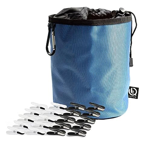 TOPEQ Premium Waterproof Peg Bag and 20 Soft Grip Laundry Clothes Pegs , Weather Resistant Oxford 1680D Material for Indoor and Outdoor Hanging Pegs, Includes Belt and Washing Line Carabiner Cover