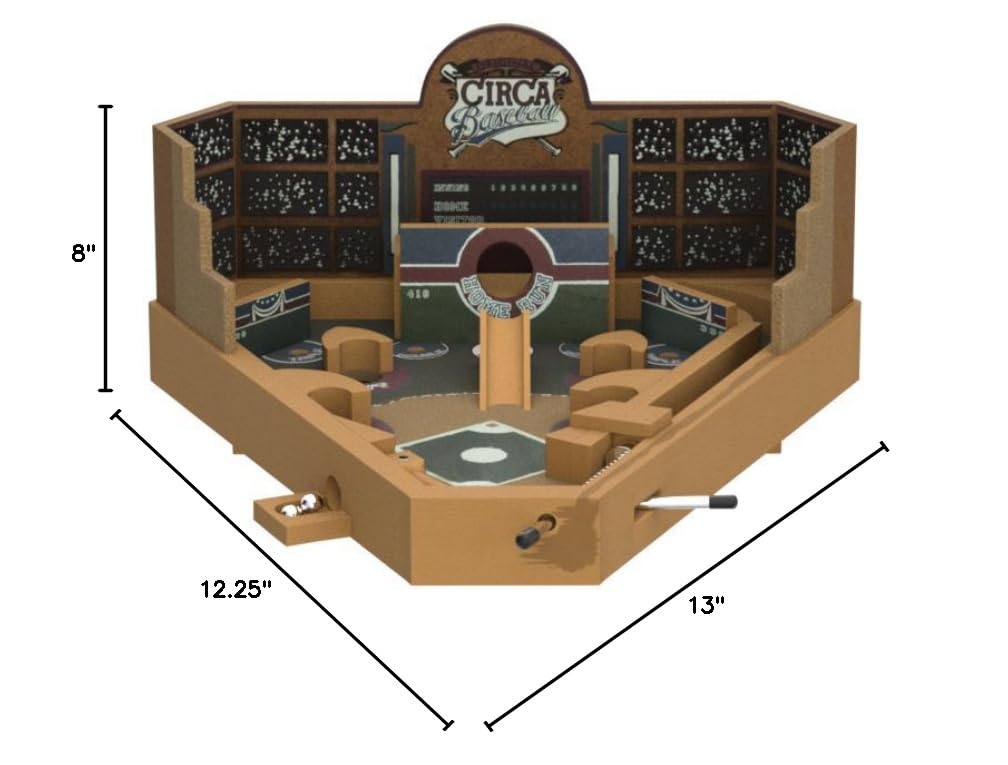 Baseball Pinball Tabletop Games - Classic Miniature Wooden Retro Sports Arcade Toy for Adult Collectors and Children - Baseball Games by Hey Play