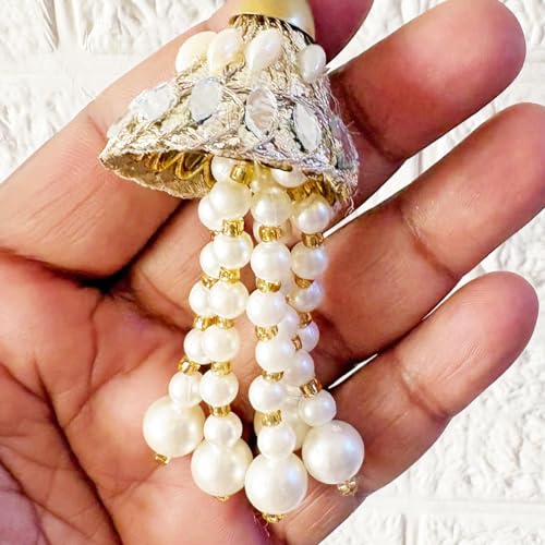 Image of Adikala Craft Store Handmade Ethnic Latkan Tassel Set of 2 for Saree Pallu, Blouse, Suits, Dupatta, Lehenga Decor | Ethnic Saree Pallu, Blouse, Suit, Dupatta & Lehenga Decoration (Mirror Square)