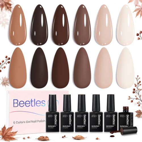 Beetles Brown Gel Polish Set, Cocoa Cashmere, 6 Colors Gel Nail Polish Set