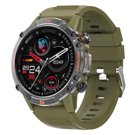 WalkerFit Military Rugged Smart Watch for Men 1.43" AMOLED Smartwatch, Always-on, IP68 Waterproof for Swim, HR Sleep Monitor, Bluetooth Call Fitness Watch for iPhone Andriod Compatible, Army Green