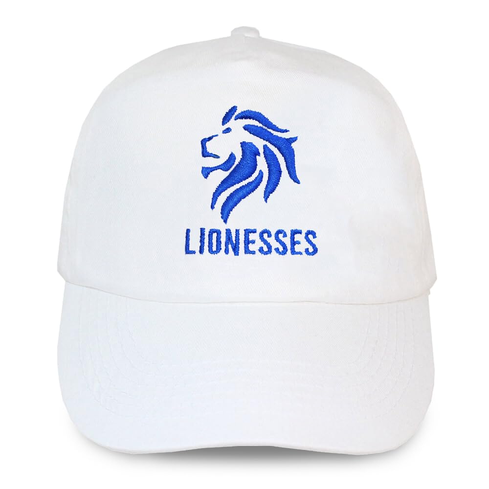 Teddyt's Women's Royal Blue Embroidery England Lionesses Adult Embroidered White Baseball Cap Hat (Uk, Alpha, S, L, )