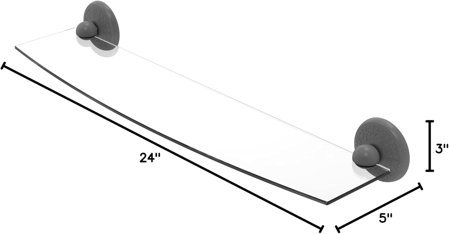 Allied Brass MC-33/24-GYM Monte Carlo Collection 24 Inch Glass Shelf, Matte Gray
