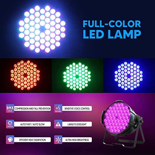 Betopper Dj Lights Dmx, 54X3W Rgb Led Par Light, Stage Lights Sound Activated Dj Par Light With Stand For Party, Wedding, Concert, Club Satge Lighting #TOP2