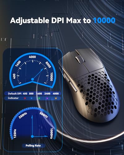 Image of Redragon M617 Ultralight Honeycomb Shell Wired Gaming Mouse, 41g, 10,000 DPI, 6 Programmable Buttons, Drag-Free Paracord, Type-C Gamer Mouse with 2 Side Buttons for PC /Mac /Laptop, Black