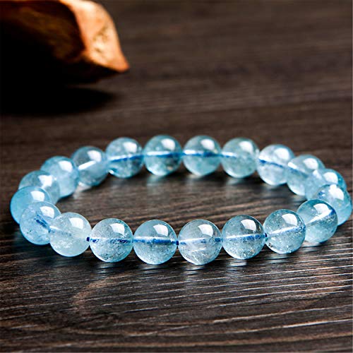 10mm Genuine Blue Natural Topaz Crystal Gemstone Stretch Round Bead Bracelet2