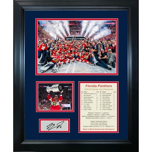 Framed 2024-2025 Florida Panthers Stanley Cup Champions Sam Bennett Facsimile Laser Engraved Signature Auto Hockey 11"x14" Photo Sig Collage
