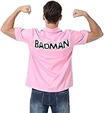 Halloween Anime Men's Shirt Badman Shirt Vegeta Pink Shirt Daily Wear Summer Basic Collar Short-Sleeved Woven Shirts (XXL)