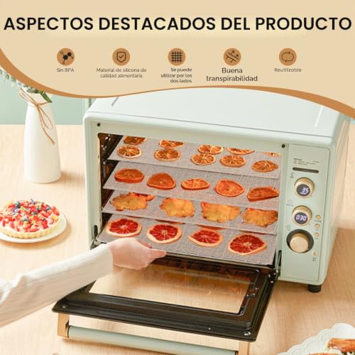 Miniatura 3 de Idota 10 Láminas Deshidratadoras Para Máquinas Deshidratadoras, 38,5 X 28,5 Cm, Antiadherente, Reutilizables, Hojas De Deshidratador De Silicona Para Deshidratadoras Rectangulares Redondas