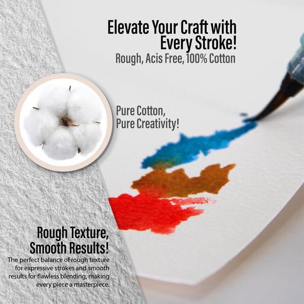 Pintar Bloc de papier aquarelle 100 % coton, 63,5 kg/300 g/m², grain brut, 20 feuilles, bloc de papier de 30,5 x 22,9 cm | Livre d'aquarelle pour gouache, huile et dessin – Bloc de papier aquarelle