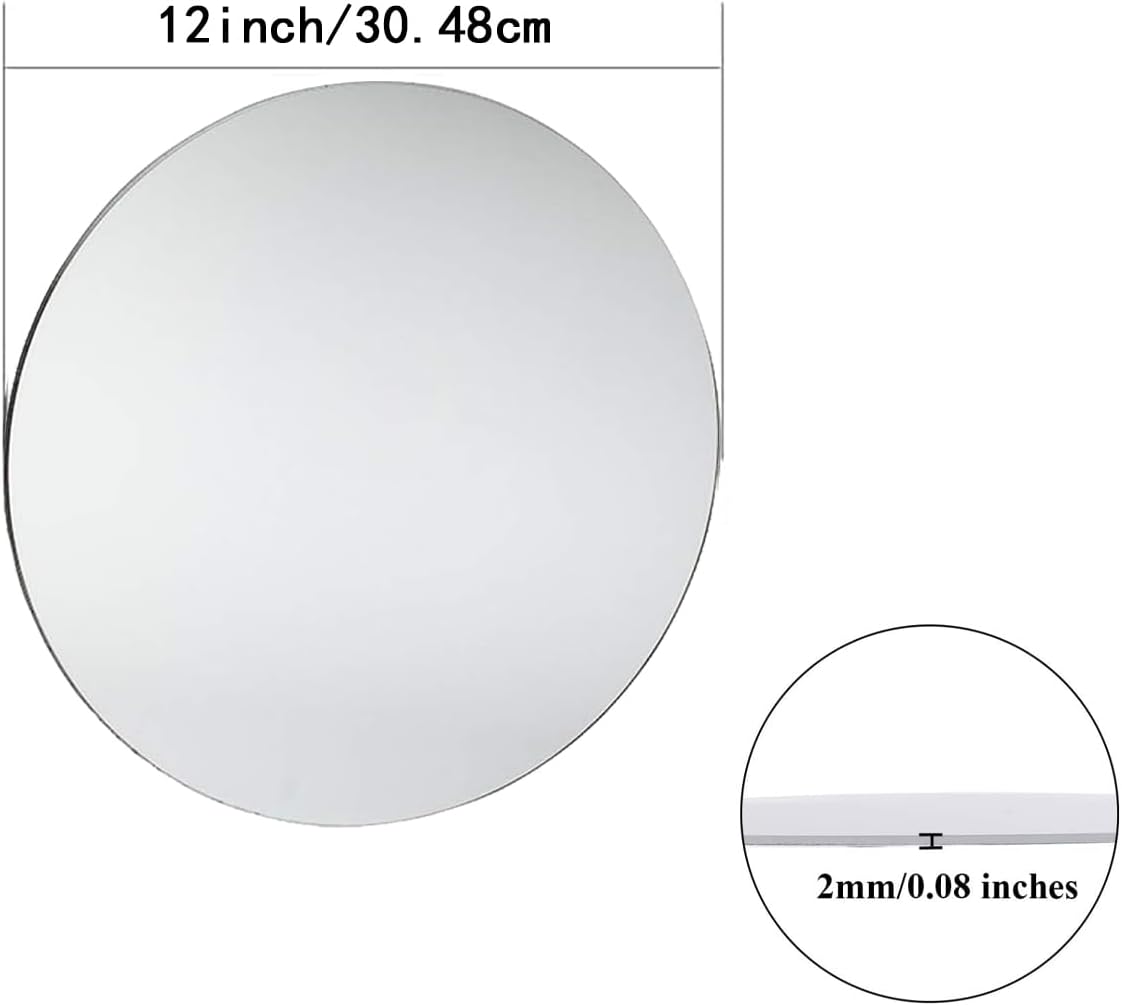 14Pack Round Acrylic Mirrors for Centerpieces, 2mm, 12inch Round Mirror Candle Trays for Tables Mirror Centerpieces, Circle Mirror Flat Trays for Wall Decor, Table Centerpieces, Wedding Decorations