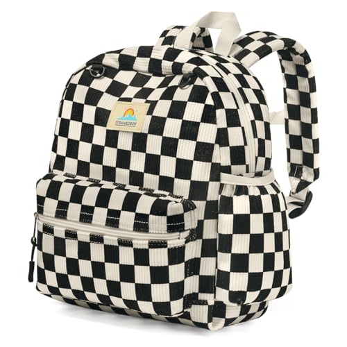 Image of STEAMEDBUN Corduroy Toddler Backpack for Boys 2-4: Kids backpack for Boys Girls - 12 inch Preschool Kindergarten Backpacks - Checkered