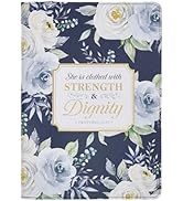 Christian Art Gifts Blue Vegan Leather Zipped Journal, Inspirational Women’s Notebook Floral Stre...