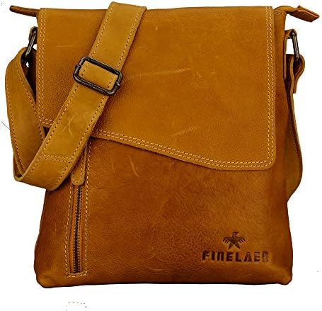 Finelaer Vintage Handmade Leather Crossover Crossbody Bag