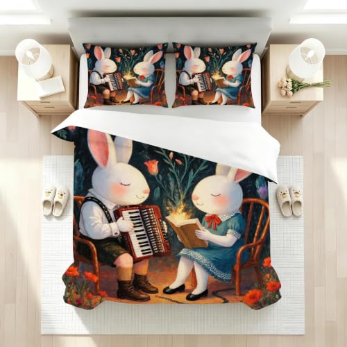Housse de couette 160x200 lapin en microfibre durable haute densité - 3