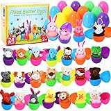 Lumiparty 24 Pack Easter Eggs Filled with Mini Plush Animals Stuffed Toy for Kids Easter Basket Stuffers/Fillers, Easter Eggs Hunt, Easter Party Favor，Gift Exchange, Classroom Prize