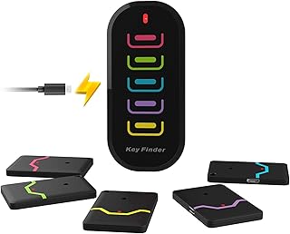 Remote Control Key Finder, eirix Rechargeable RF Locator Item Tracker Device for Finding Dogs Cats Luggage Wallet Keys, 1 RF Transmitter and 5 Receivers