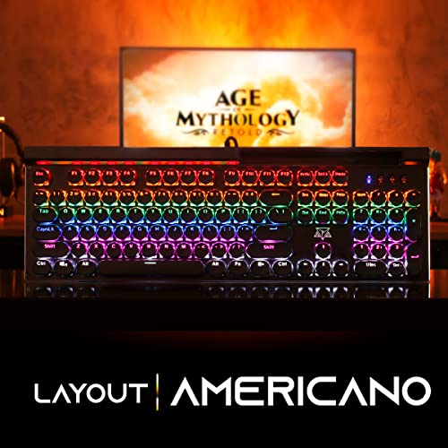 Teclado Mecânico Gamer Usb Pc Computador Adamantiun Cronos Retrô Led Rainbow Switch Blue Azul Anti P