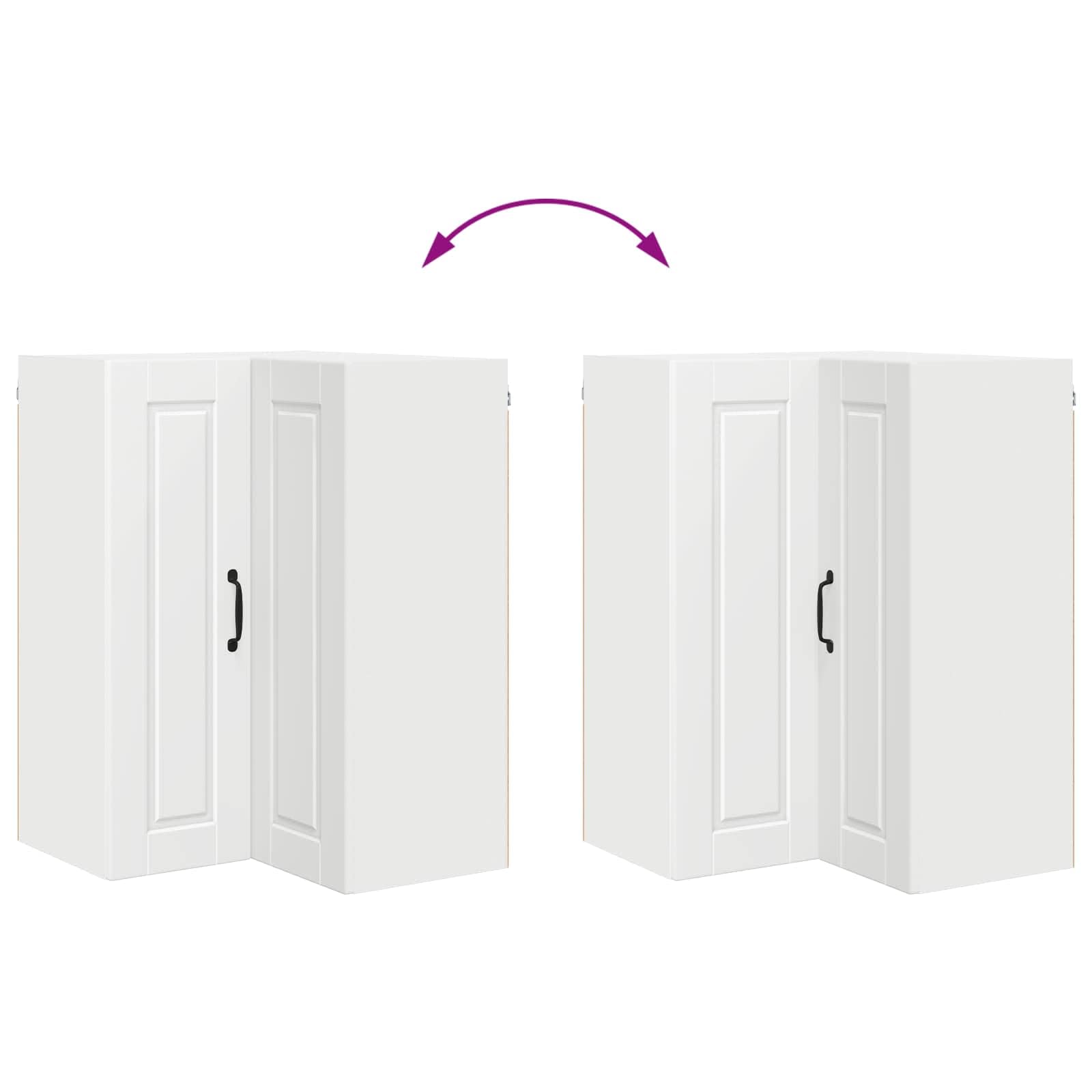 Armario esquinero de pared Porto blanco, 57 x 57 x 80 cm, con 3 estantes y 2 puertas, armario de cocina para almacenamiento y almacenamiento en cocina moderna