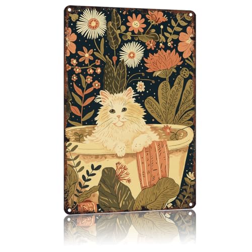 HSFHXY Vintage Persian Cat Metal Sign Funny On Fine Poster