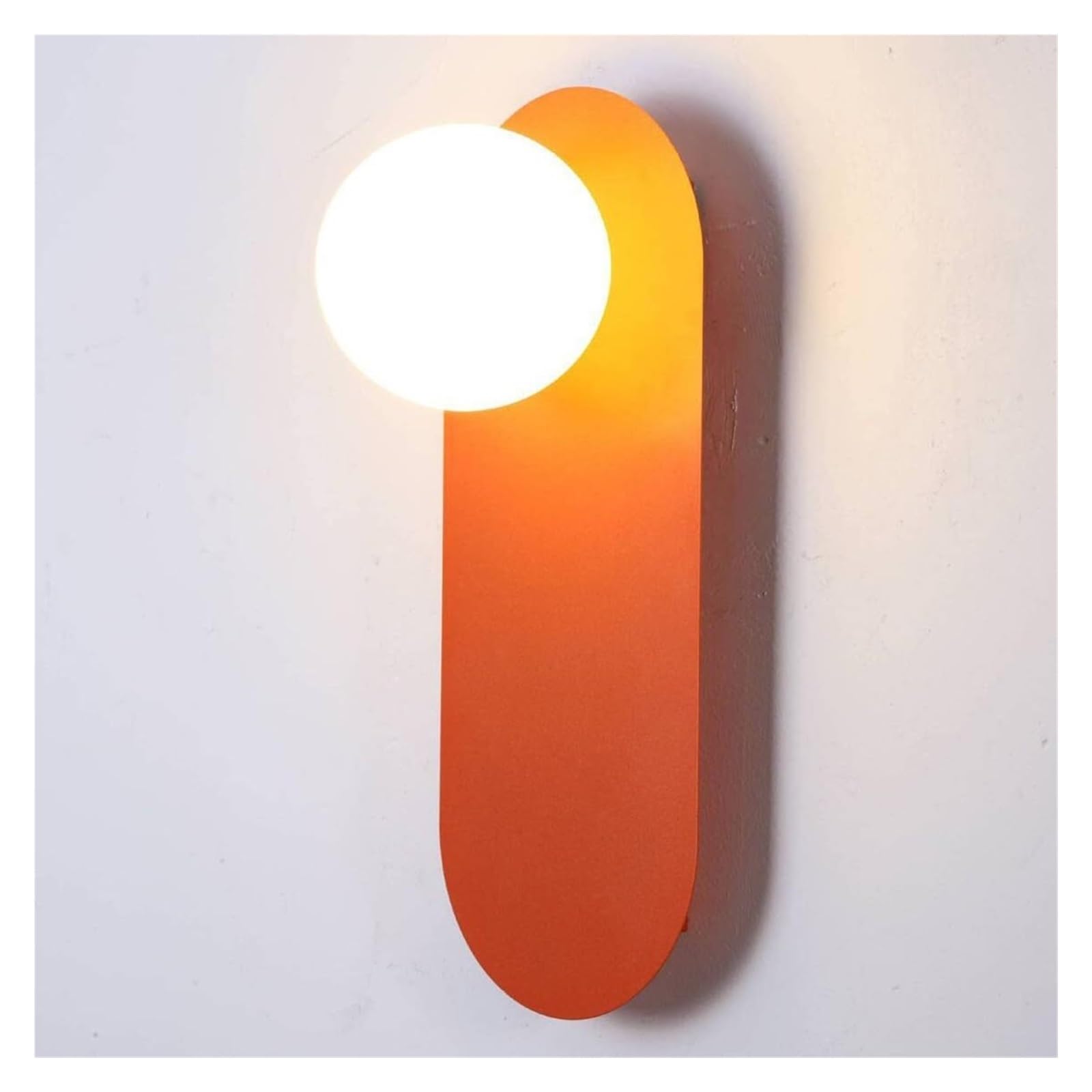 KHUKHU Bathroom Vanity Light Fixture, Glass Wall Lamp with Sphere Lampshade, Hardwired Hallway Light Fixture, Modern Wall Sconce for Bedside Corridor and Living Roome(Orange)