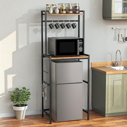 Housolution Mini Fridge Stand with Storage, 2-Tier Kitchen Microwave Stand with...