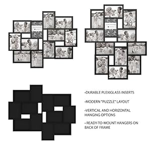 Lavish Home 12-Photo Picture Frame Collage - Multi-Picture Wall-Mounted Display Gallery with 12 Openings for 4x6-Inch Photos or Pictures (Black) Lavish Home 12 Photo Picture Frame Collage Multi Picture Wall Mounted Display Gallery with 12 Openings for 4×6 Inch Photos or Pictures Black