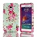 Note 4 Case,Not 4 Rose Cases,Candywe Case For Samsung Galaxy Note 4,Blue Flowers Print 3in1 Design Hybrid Case Cover For Samsung Galaxy Note 4