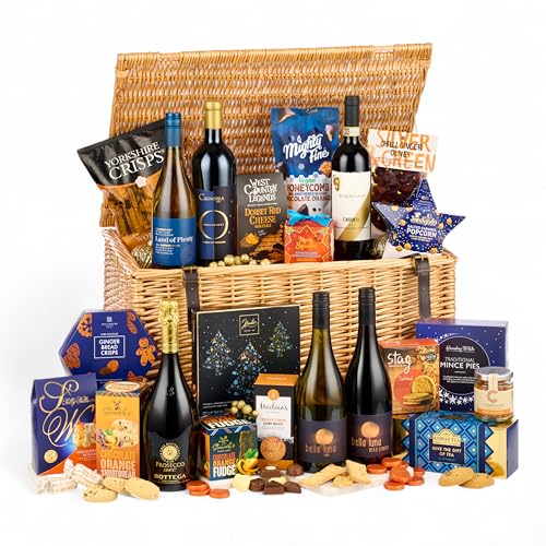 Thornton and France The Festive Celebration Food and Drink Luxury Hamper | Red Wine, White Wine & Prosecco Gift | Gift Box for Sharing | 22 Luxury Items