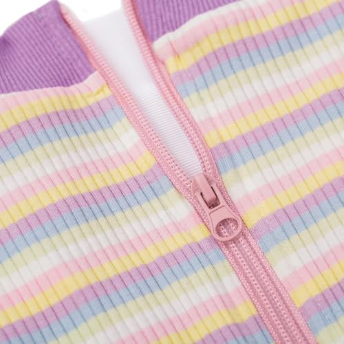 Image of Striped Dog Recovery Suit Female Male for Small Medium Dogs,Dog Surgical Recovery Suite Bodysuit After Surgery Zipper On Back Puppy Cat Long Sleeve Onesies Bodysuit After Surgery Wound Protective