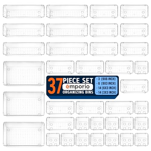 Organiseur de tiroir Emporio Kitchen lot de 37 bacs plastique transparents modulables