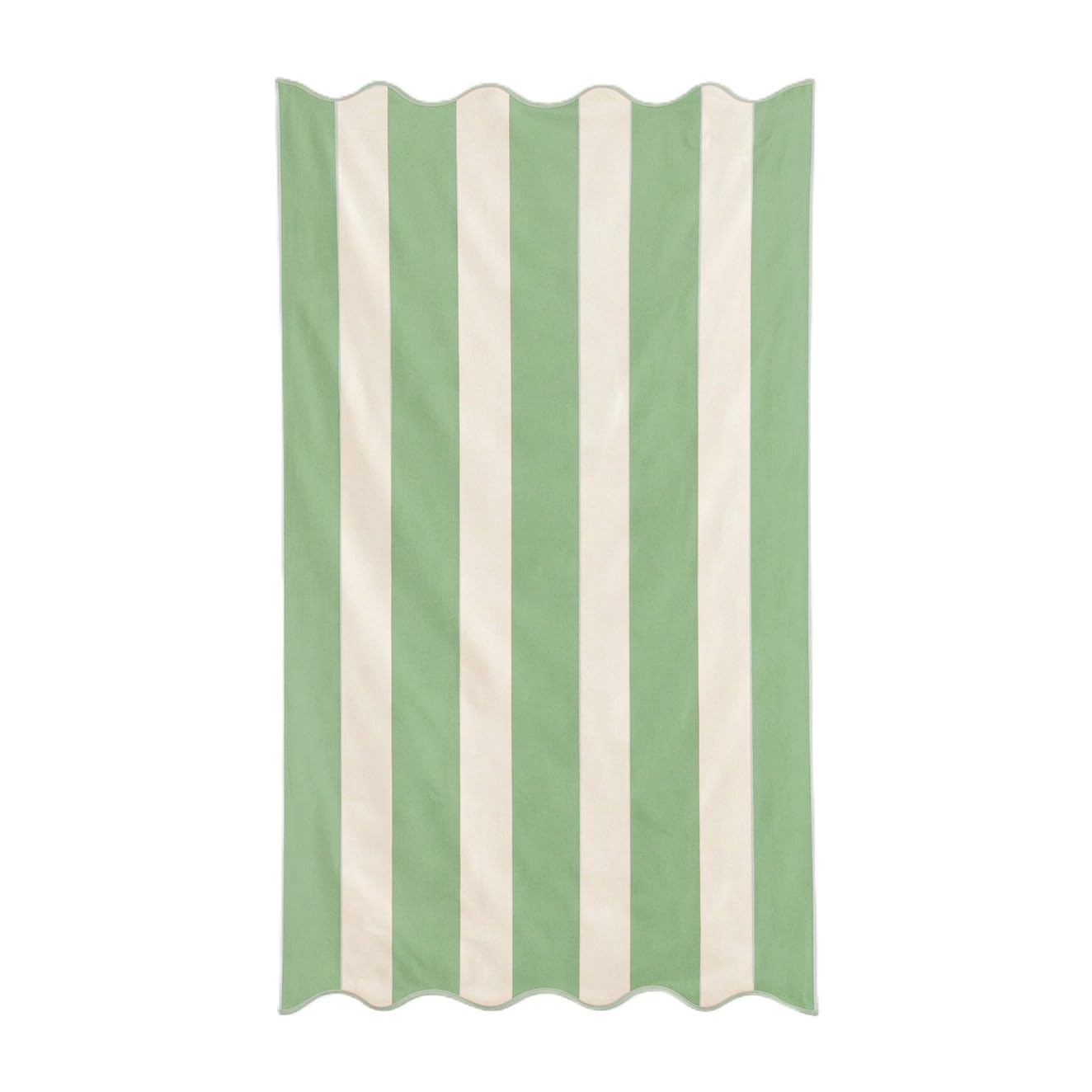 Allure Bath Fashions Green Allure Extra Large Striped Scalloped Beach Towel 90 X 170Cm – 100% Cotton Stripe Towel For Beach, Pool & Travel, Super Soft & Absorbent, Quick Dry, Plush Dual-Sided Velour & Terry (Green)