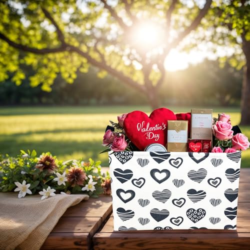 Image of Valentine's Day Basket Gift for Empty Cute Heart Large Storage Bin for Kid and Baby Room Decor (Black Creative Love)
