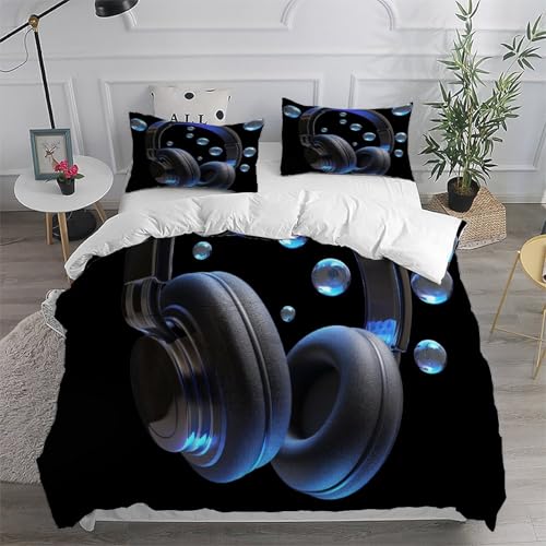 Housse de couette music notes super king size parure lit microfibre douce