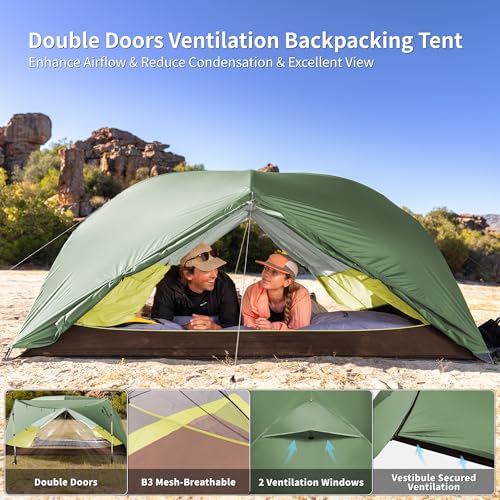 Image of Naturehike Mongar Upgraded 1 /2 /3 Person Backpacking Tent,Waterproof Lightweight Camping Tent with Footprint