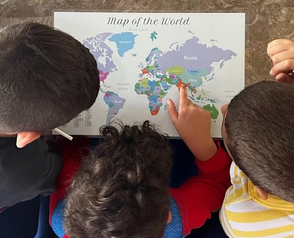 362 World Flags Placemat for Kids, World Map Learning, Continents, Waterproof Educational Placemat - 2 Sides - Image 4