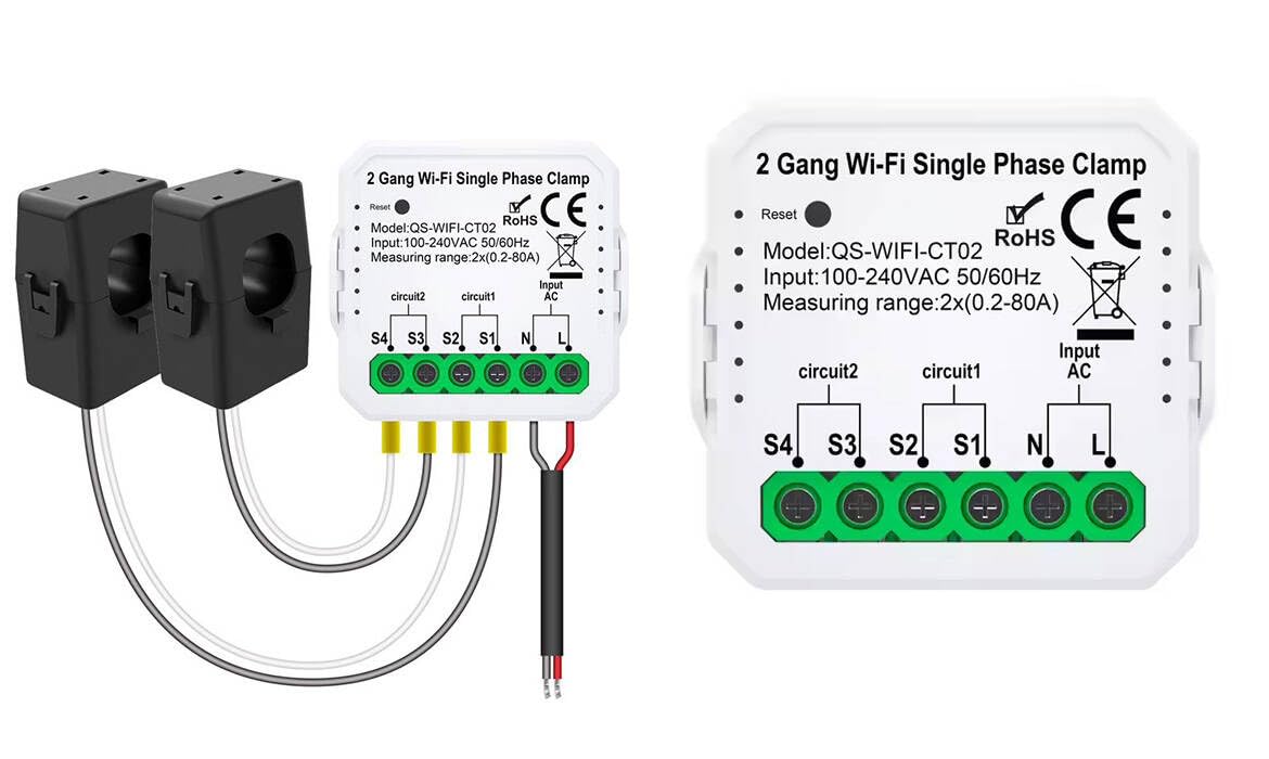 Contatore di energia WiFi con doppio interruttore, Tuya Smart Life