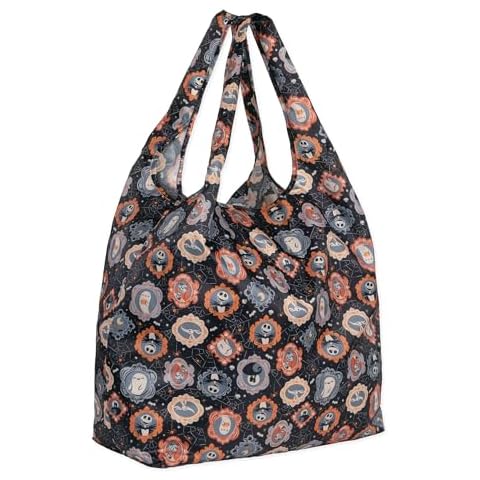 Bumkins Reusable Grocery Shopping Tote Bag for Women, Large Boho Style with Handles, Foldable, Washable, Comfortable Shoulder Straps for Market, Groceries, Errands, Nightmare Before Christmas, Gray Cover