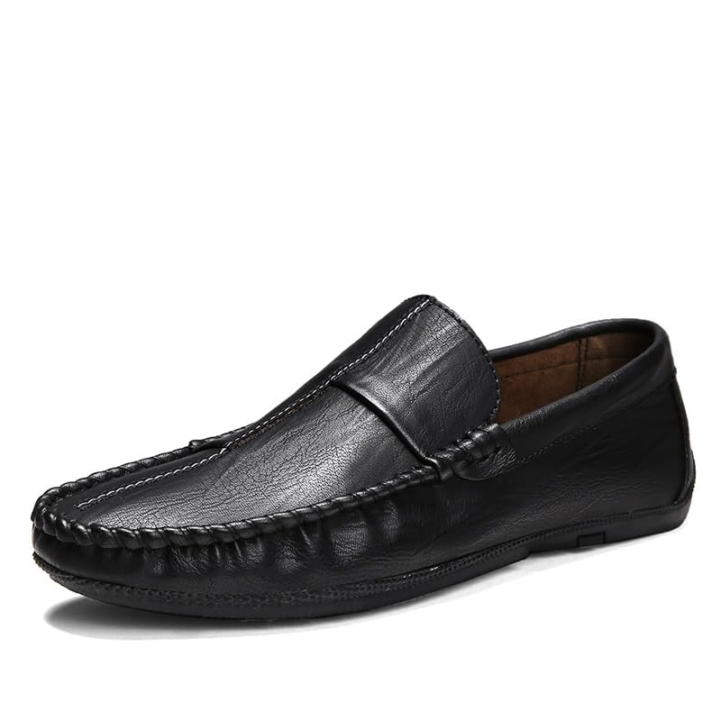 Men's Loafers Shoes Round Toe PU Leather Loafer Shoes Flexible Slip Resistant Comfortable Casual Slip-on